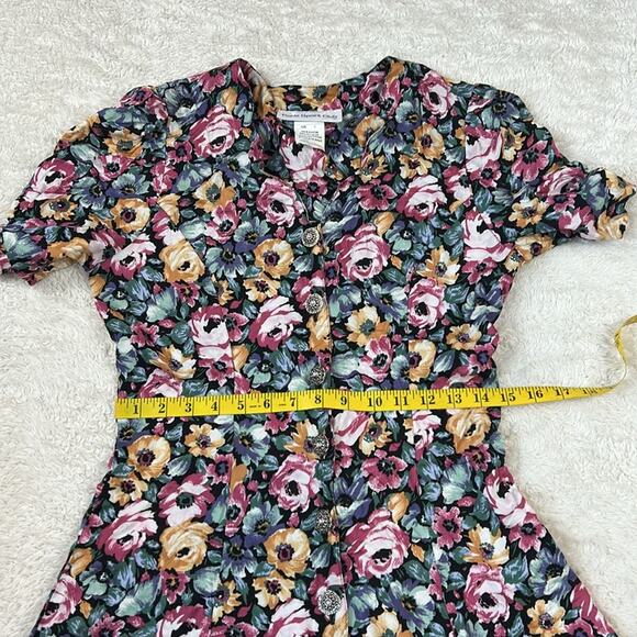 Vintage 90s Paris Sport Club flirty floral button down dress, size 7 - Picture 7 of 10